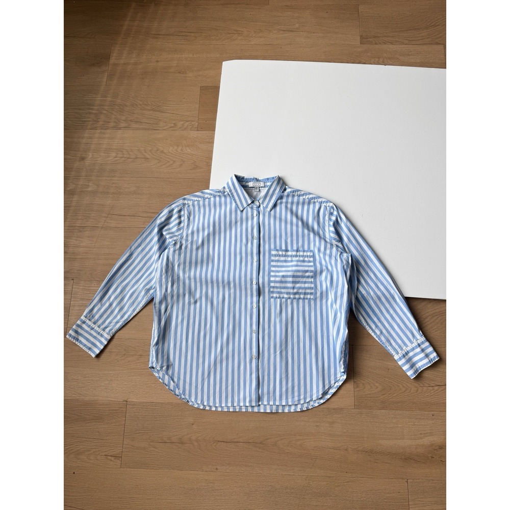 AYR Light Blue and White Striped Button-Down Shirt